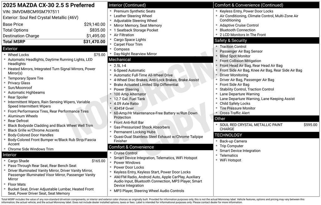 Used 2025 MAZDA CX-30 AWD 2.5 S w/ Preferred Package image 2