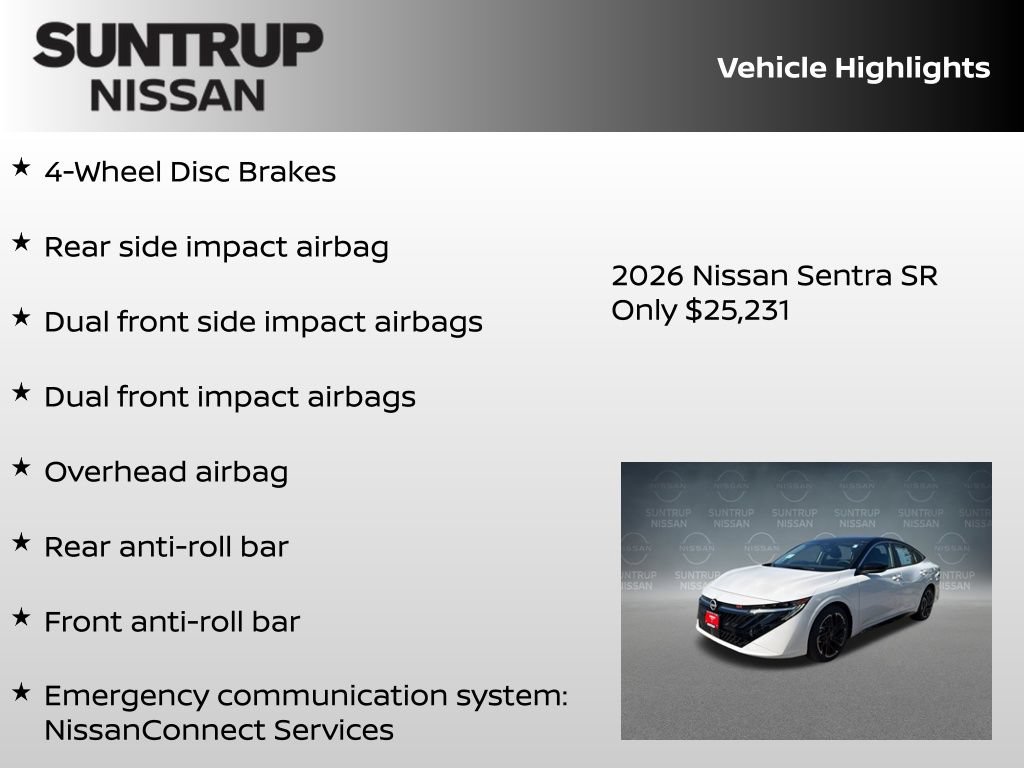 New 2026 Nissan Sentra SR w/ Floor Mat Package FWD image 16