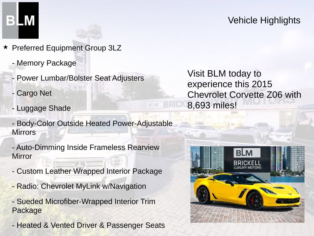 Used 2015 Chevrolet Corvette Z06 w/ 3LZ Preferred Equipment Group RWD image 5