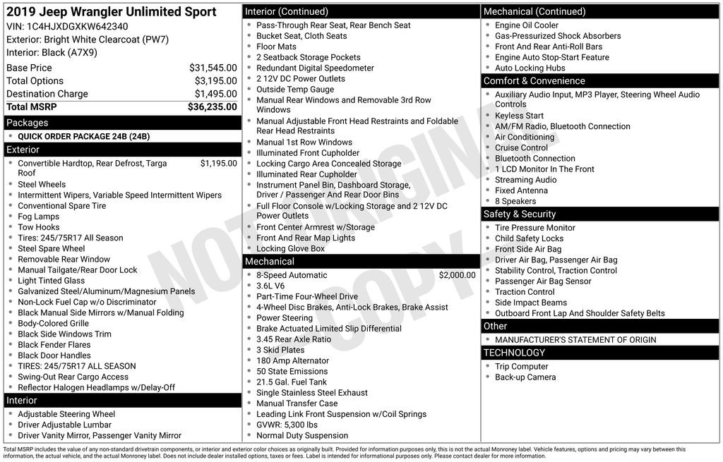 Used 2019 Jeep Wrangler Unlimited Sport image 36