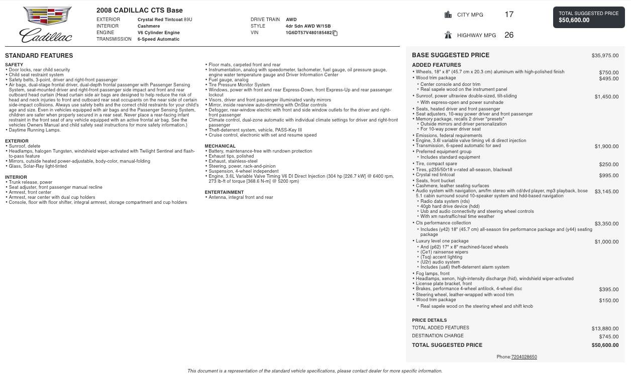 Used 2008 Cadillac CTS 3.6 AWD w/ Luxury Level One Package image 2