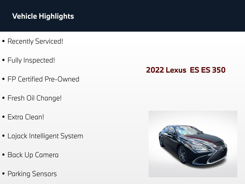 Used 2022 Lexus ES 350 w/ Premium Package FWD image 2