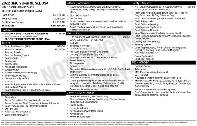 Used 2022 GMC Yukon XL SLE w/ Gmc Pro Safety Plus Package RWD image 6