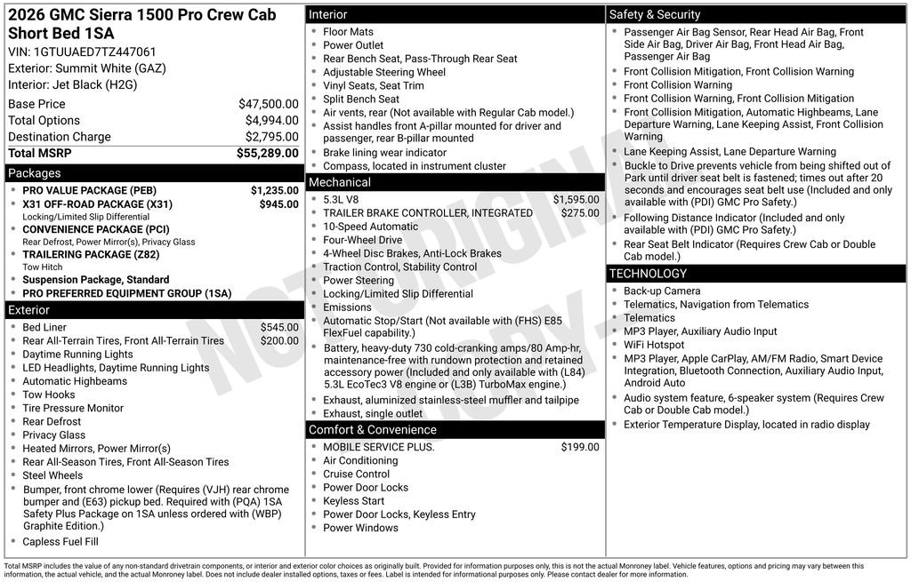 New 2026 GMC Sierra 1500 Pro w/ Pro Value Package AWD/4WD image 16