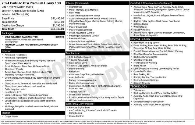 Certified 2024 Cadillac XT4 Premium Luxury w/ Cold Weather Package FWD image 35