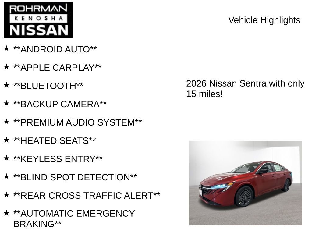 New 2026 Nissan Sentra SV w/ SV Convenience Package image 8