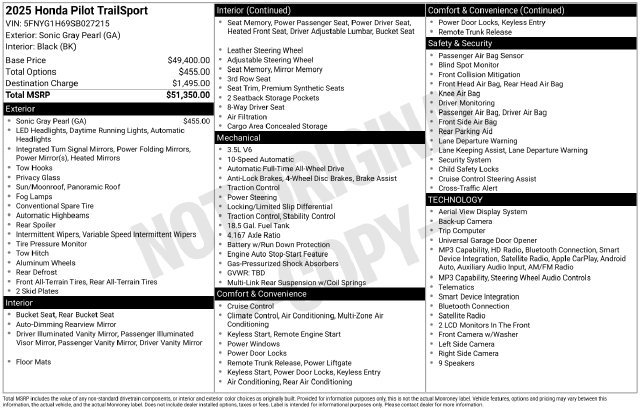 Used 2025 Honda Pilot TrailSport image 30