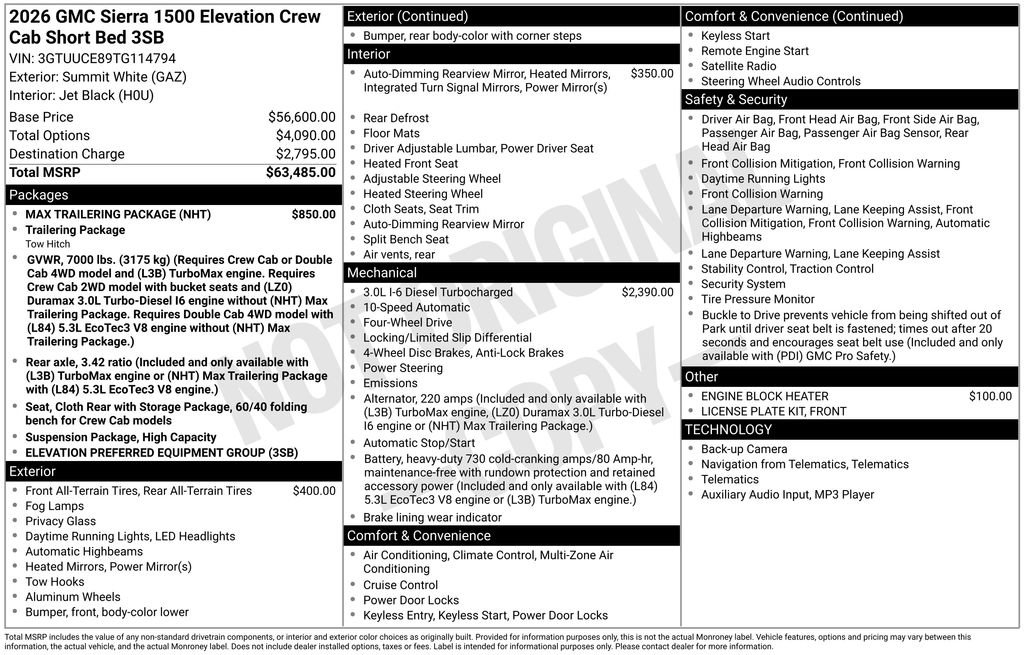 New 2026 GMC Sierra 1500 Elevation w/ Max Trailering Package image 4