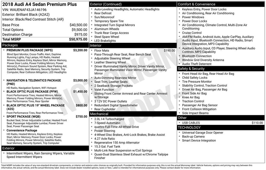 Used 2018 Audi A4 2.0T Premium Plus w/ Premium Plus Package image 7