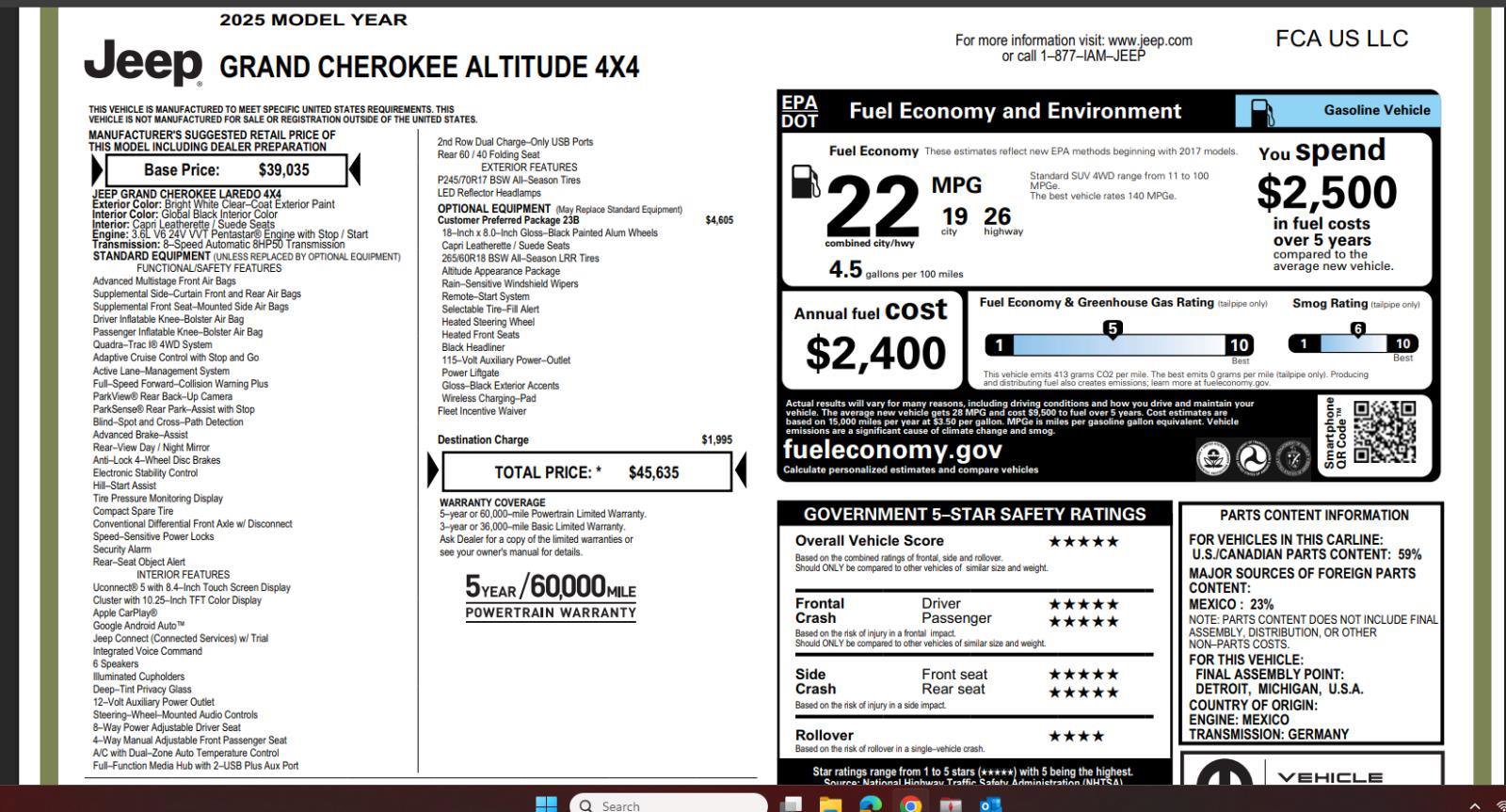Used 2025 Jeep Grand Cherokee Altitude AWD/4WD image 4