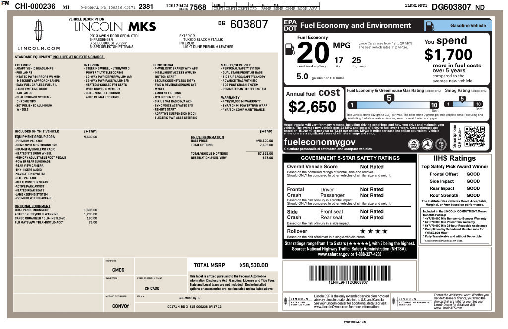 Used 2013 Lincoln MKS AWD image 13