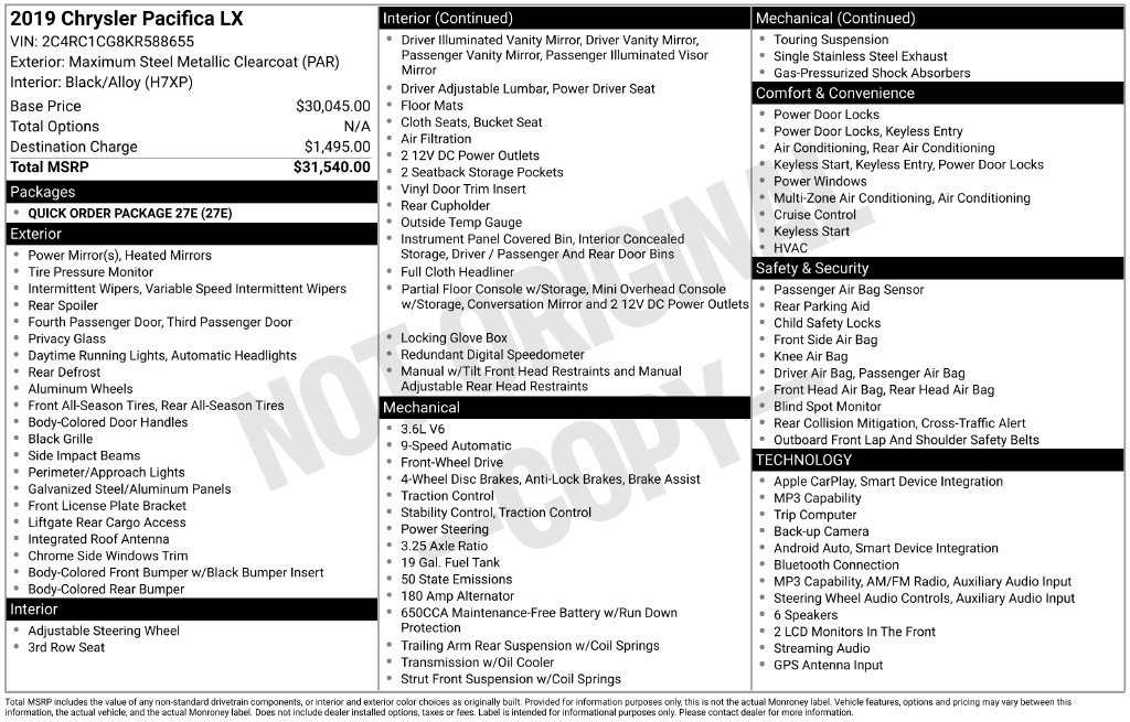 Used 2019 Chrysler Pacifica LX FWD image 5