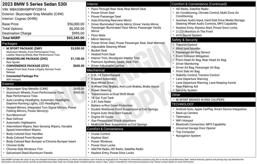 Used 2023 BMW 530i w/ M Sport Package RWD image 17