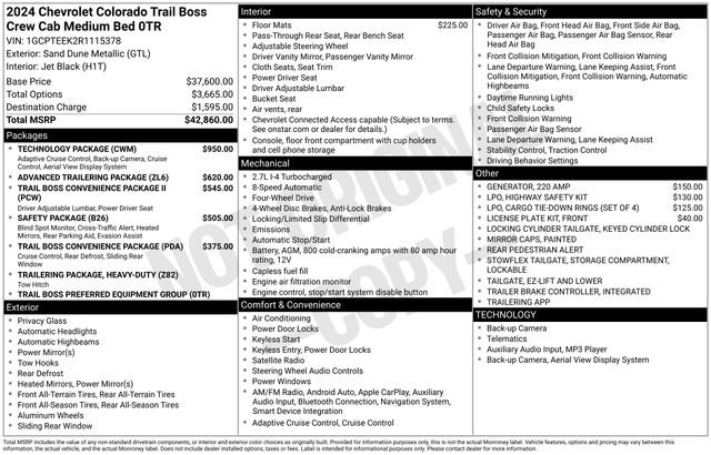 Used 2024 Chevrolet Colorado Trail Boss w/ Technology Package image 34