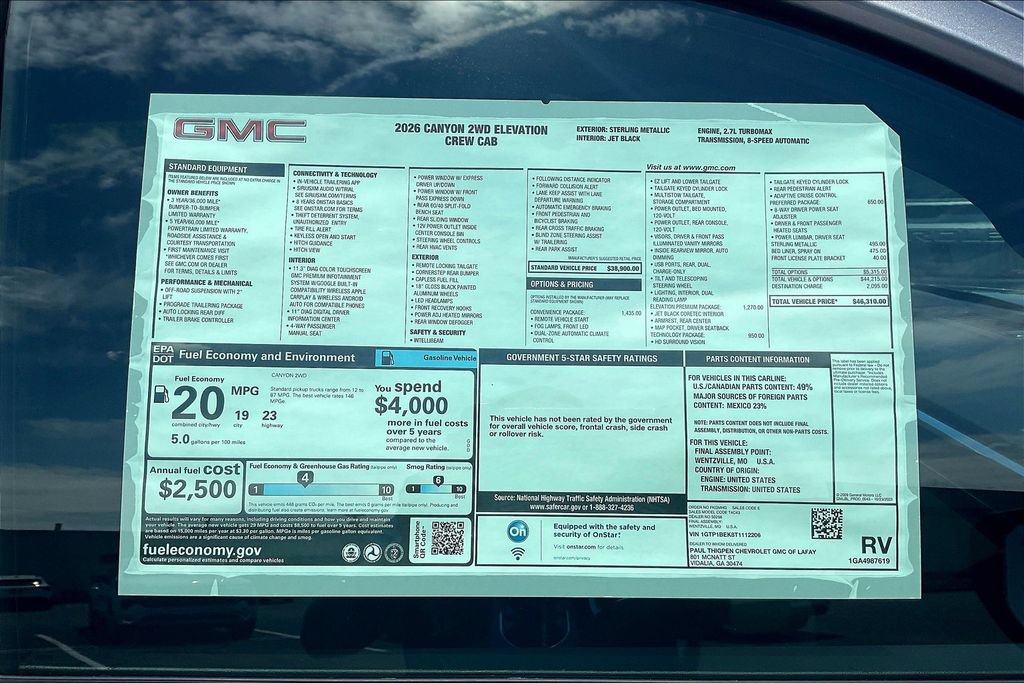 New 2026 GMC Canyon Elevation w/ Convenience Package RWD image 14