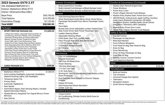 Used 2023 Genesis GV70 2.5T w/ Sport Prestige Package AWD/4WD image 2