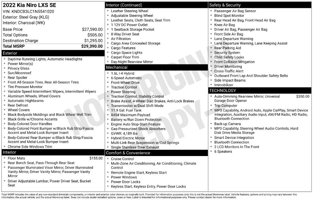 Certified 2022 Kia Niro LXS FWD image 24
