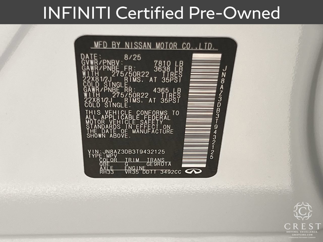 Certified 2026 INFINITI QX80 4WD w/ Sport Exterior Package image 33