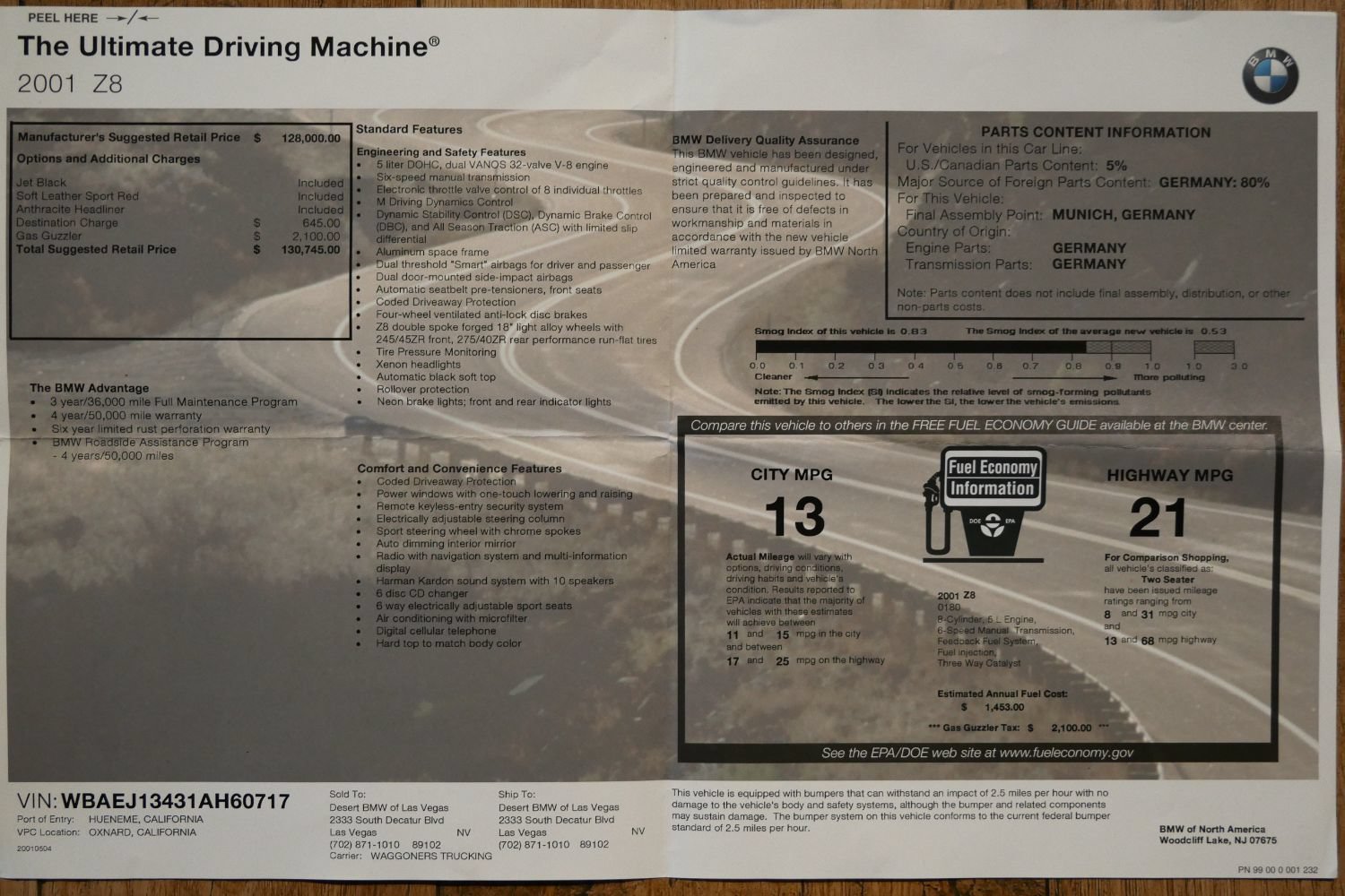 Used 2001 BMW Z8 RWD image 4