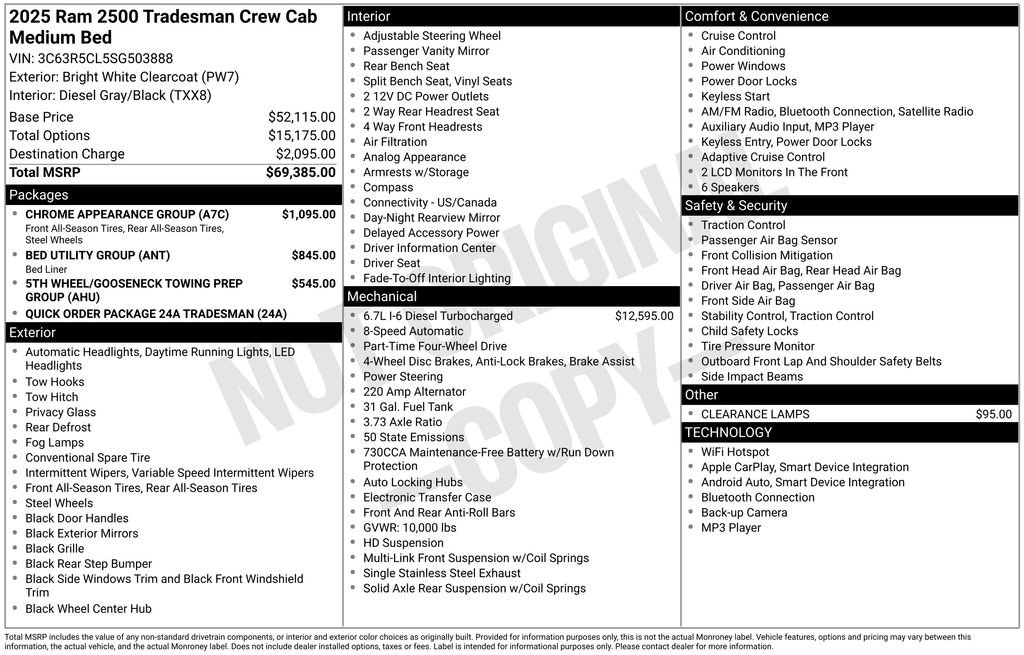 New 2025 RAM 2500 Tradesman w/ Chrome Appearance Group AWD/4WD image 6