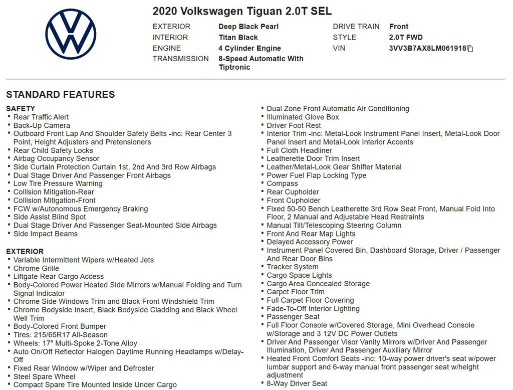 Used 2020 Volkswagen Tiguan SEL FWD image 17