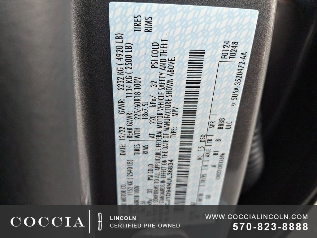 Certified 2022 Lincoln Corsair AWD w/ Equipment Group 101A image 26