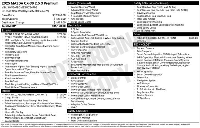 Certified 2025 MAZDA CX-30 AWD 2.5 S w/ Premium Package image 30