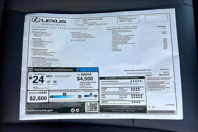 New 2026 Lexus RX 350 Premium w/ Accessory Package (2T) AWD/4WD image 14