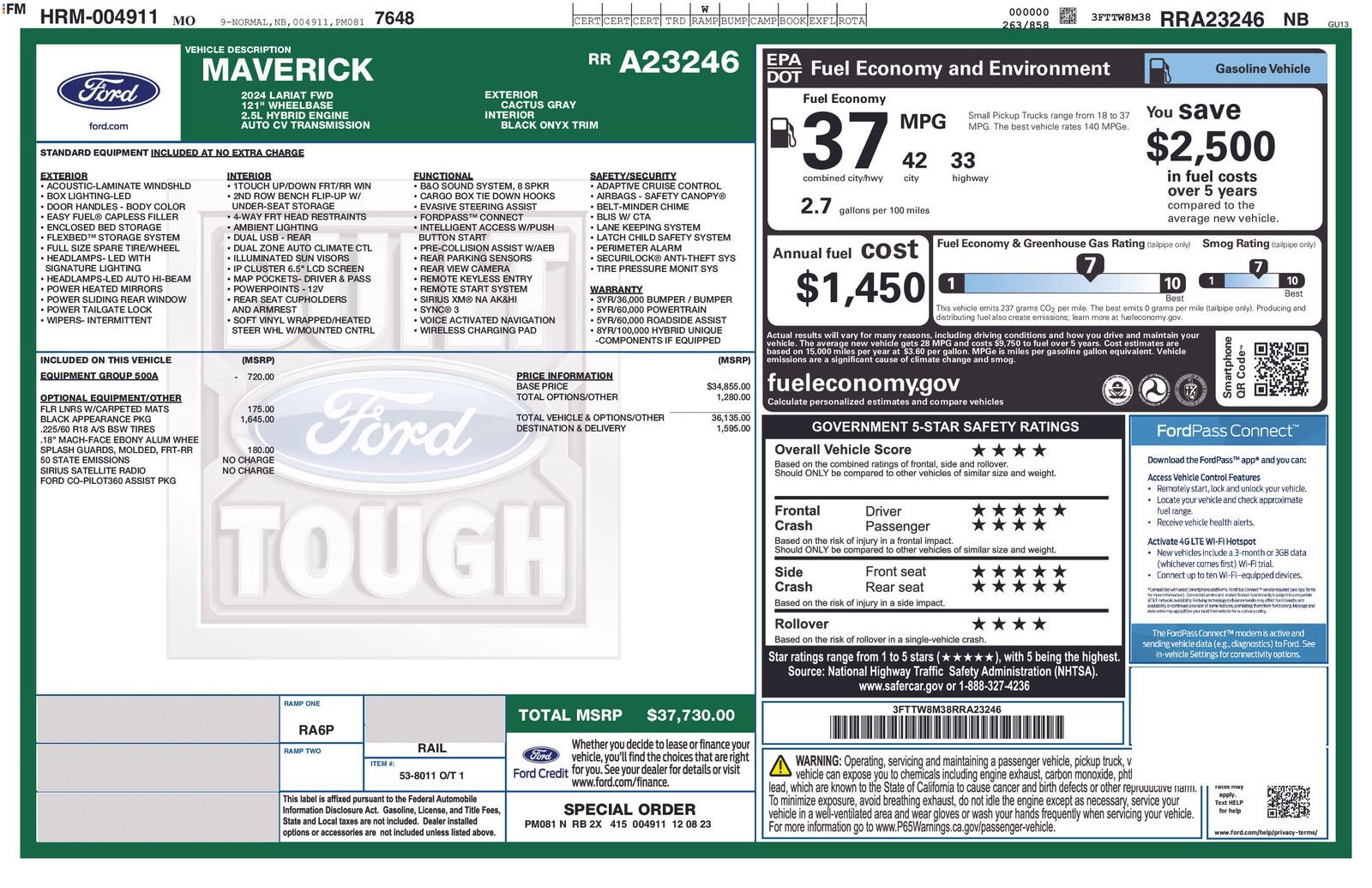 Used 2024 Ford Maverick Lariat w/ Black Appearance Package image 6