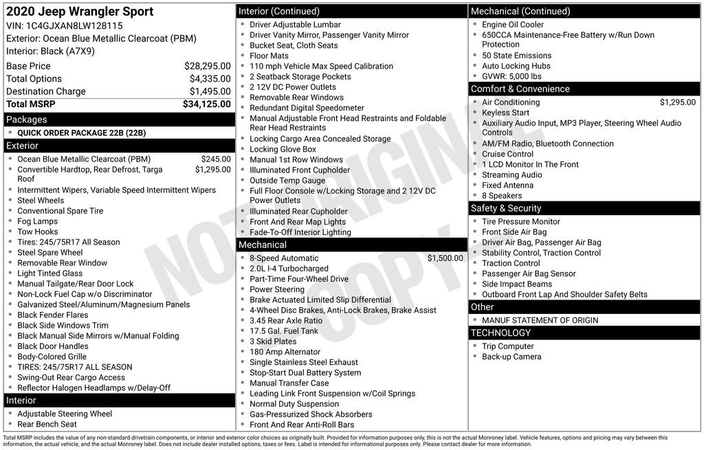 Used 2020 Jeep Wrangler Sport image 16