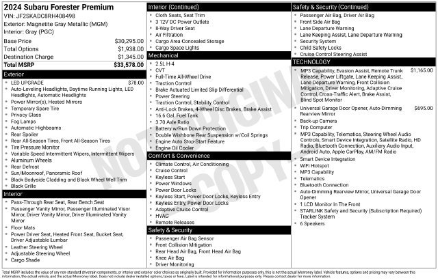Certified 2024 Subaru Forester Premium AWD/4WD image 36