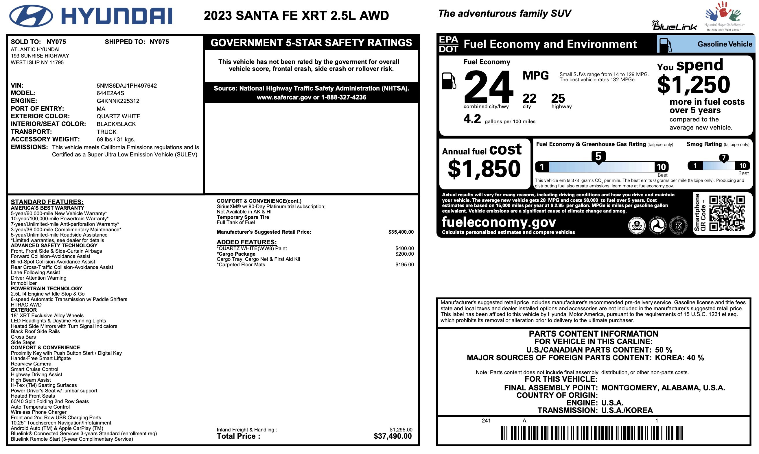 Used 2023 Hyundai Santa Fe XRT w/ Cargo Package image 3