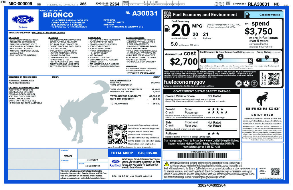 Used 2024 Ford Bronco Outer Banks AWD/4WD image 56