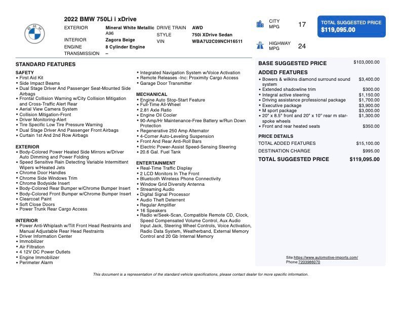 Used 2022 BMW 750i xDrive w/ Executive Package image 2