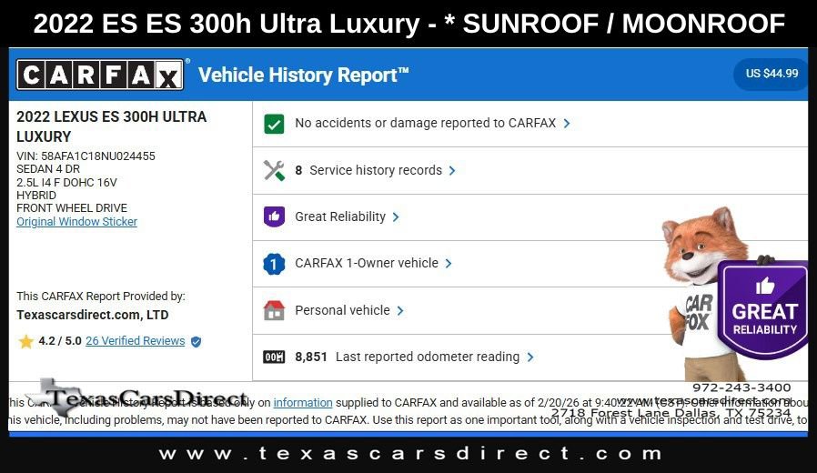 Used 2022 Lexus ES 300h Ultra Luxury w/ Accessory Package 2 image 9
