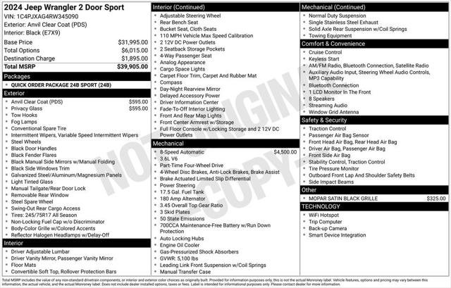 Certified 2024 Jeep Wrangler Sport AWD/4WD image 13