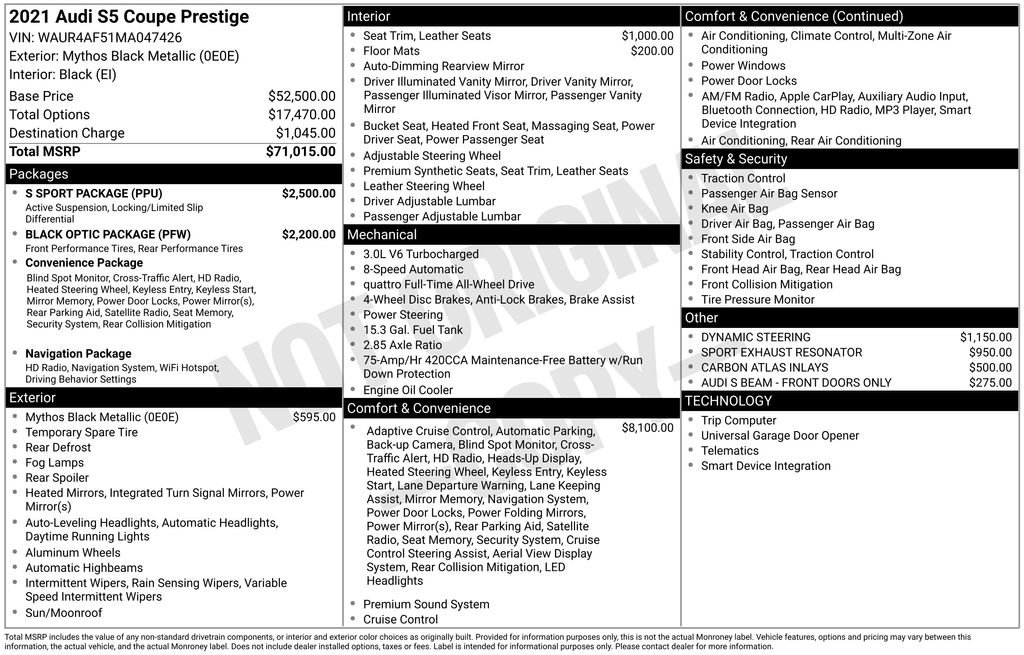 Used 2021 Audi S5 Prestige w/ S Sport Package image 7