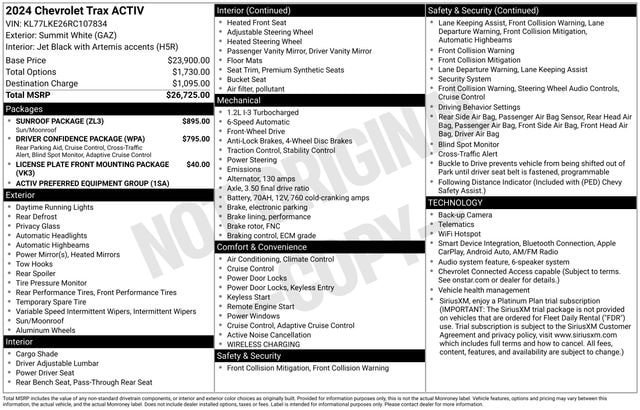 Used 2024 Chevrolet Trax ACTIV w/ Sunroof Package FWD image 43