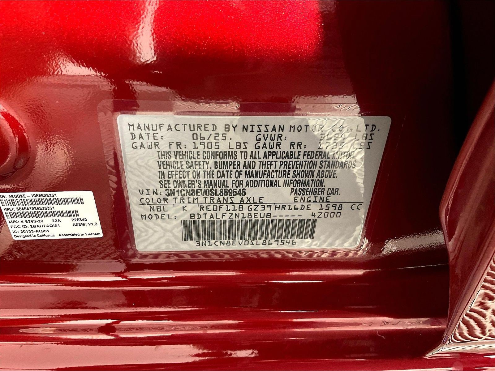 Certified 2025 Nissan Versa SV w/ Trunk Package FWD image 19