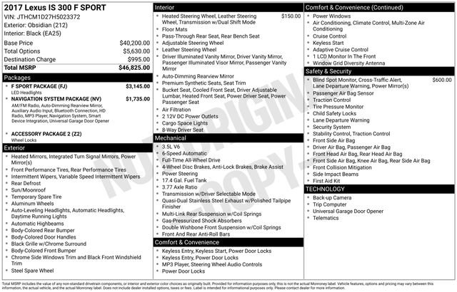 Used 2017 Lexus IS 300 F Sport w/ F Sport Package image 4