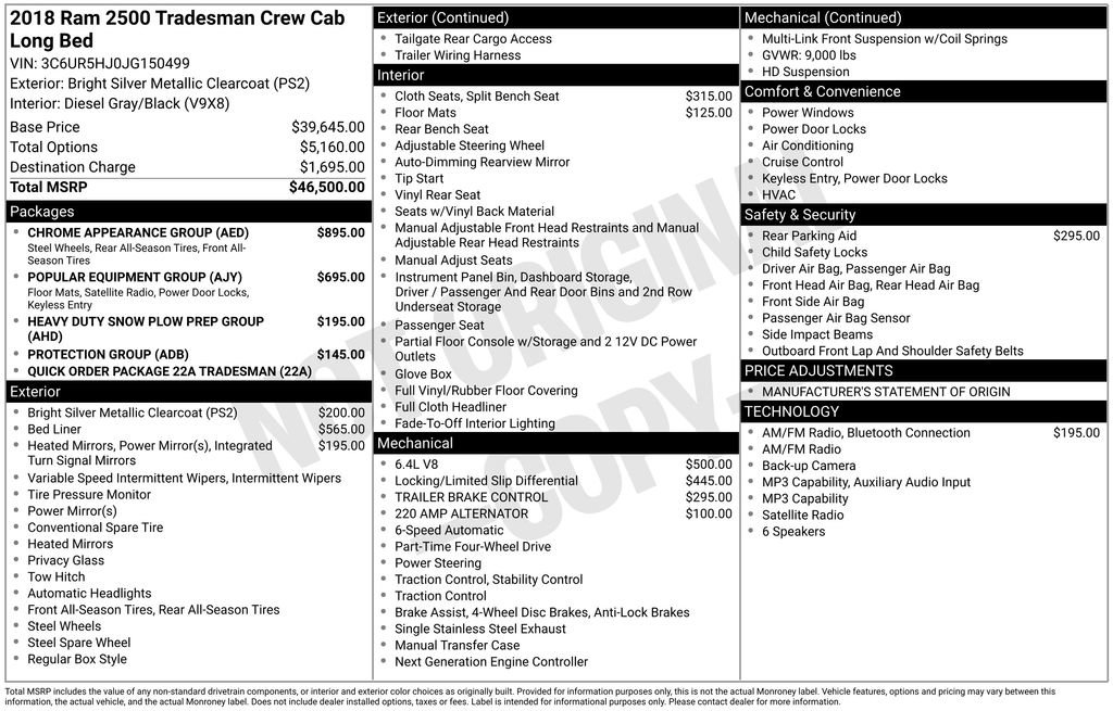 Used 2018 RAM 2500 Tradesman w/ Chrome Appearance Group AWD/4WD image 34