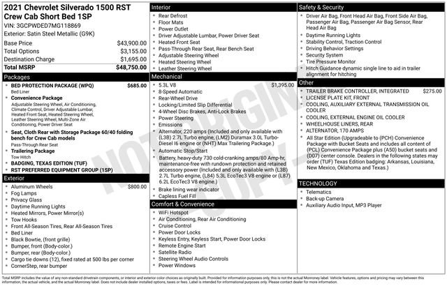 Used 2021 Chevrolet Silverado 1500 RST w/ Bed Protection Package image 2