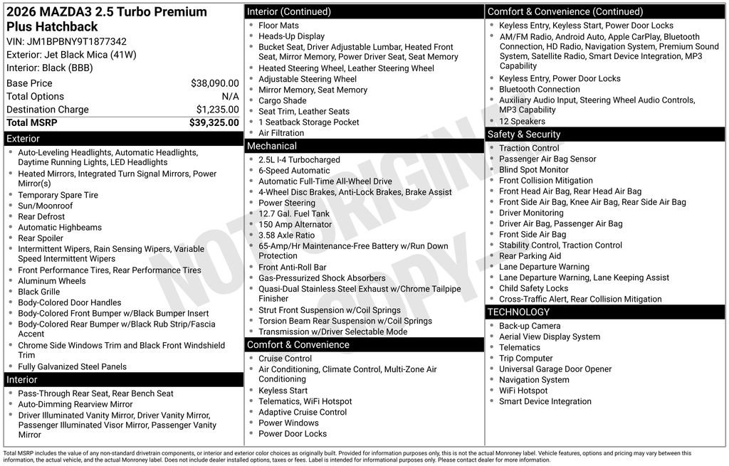 New 2026 MAZDA MAZDA3 Hatchback w/Premium Plus Pkg AWD/4WD image 6