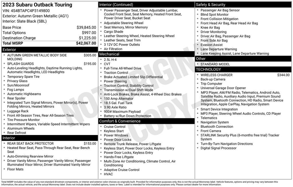 Certified 2023 Subaru Outback Touring AWD/4WD image 40