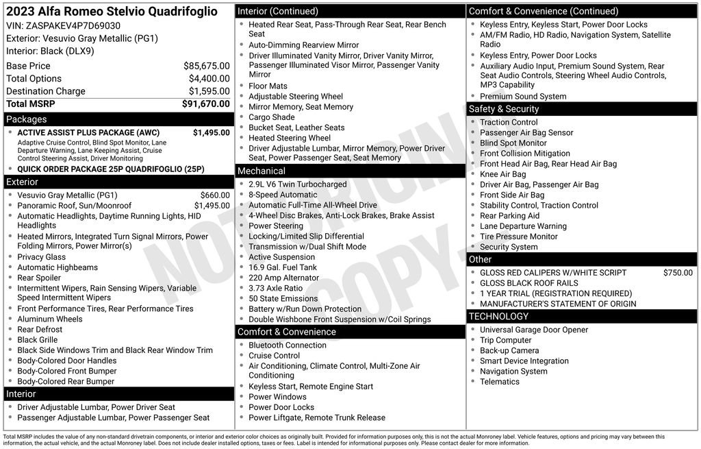 Used 2023 Alfa Romeo Stelvio Quadrifoglio w/ Active Assist Plus Package AWD/4WD image 20