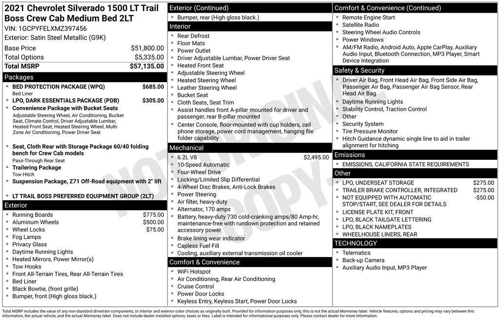 Used 2021 Chevrolet Silverado 1500 LT Trail Boss w/ Bed Protection Package image 26