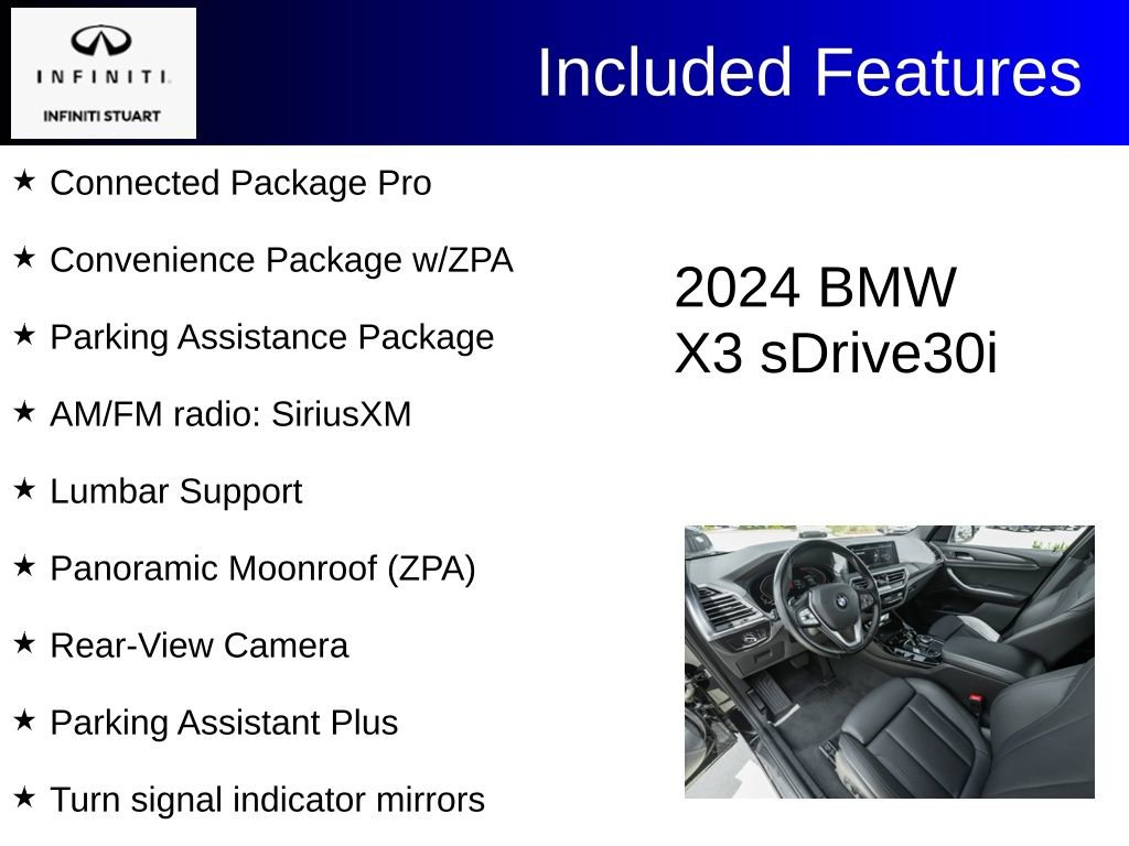 Used 2024 BMW X3 sDrive30i w/ Convenience Package w/ZPA image 3