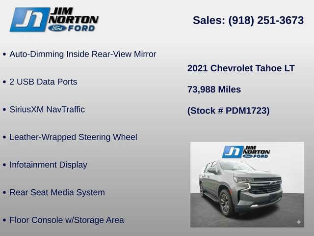 Used 2021 Chevrolet Tahoe LT w/ Rear Media and Nav Package RWD image 17