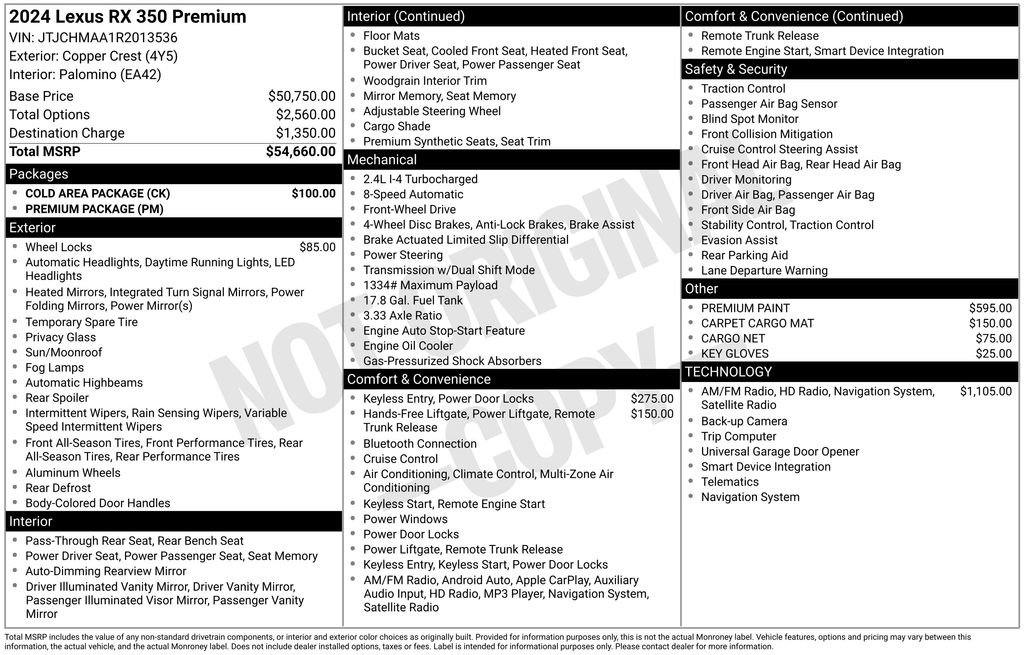 Used 2024 Lexus RX 350 Premium w/ Cold Area Package image 2