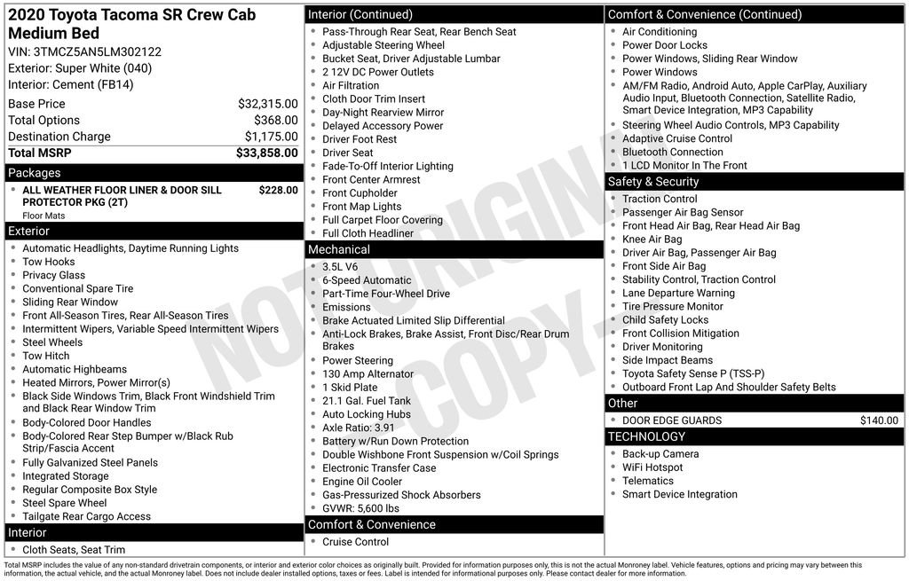 Used 2020 Toyota Tacoma SR AWD/4WD image 6